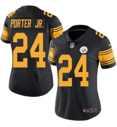 Women's Nike Pittsburgh Steelers #24 Joey Porter Jr. Black Stitched NFL Limited Rush Jersey