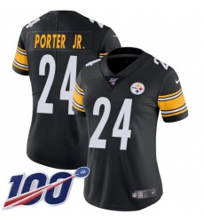 Women's Nike Pittsburgh Steelers #24 Joey Porter Jr. Black Team Color Stitched NFL 100th Season Vapor Limited Jersey