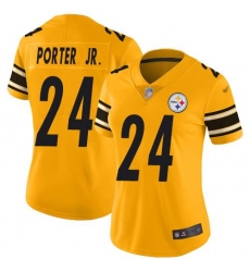 Women's Nike Pittsburgh Steelers #24 Joey Porter Jr. Gold Stitched NFL Limited Inverted Legend Jersey