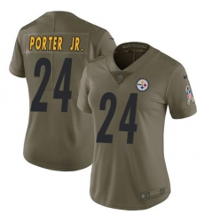 Women's Nike Pittsburgh Steelers #24 Joey Porter Jr. Olive Stitched NFL Limited 2017 Salute To Service Jersey