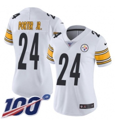 Women's Nike Pittsburgh Steelers #24 Joey Porter Jr. White Stitched NFL 100th Season Vapor Untouchable Limited Jersey