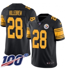 Men's Nike Pittsburgh Steelers #28 Miles Killebrew Black Stitched NFL Limited Rush 100th Season Jersey