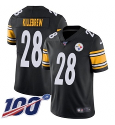 Men's Nike Pittsburgh Steelers #28 Miles Killebrew Black Team Color Stitched NFL 100th Season Vapor Limited Jersey