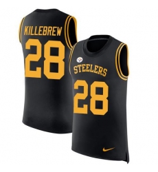 Men's Nike Pittsburgh Steelers #28 Miles Killebrew Black Team Color Stitched NFL Limited Rush Tank Top Jersey