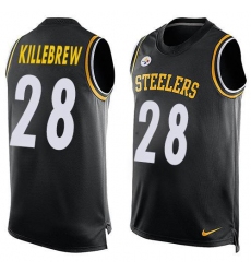 Men's Nike Pittsburgh Steelers #28 Miles Killebrew Black Team Color Stitched NFL Limited Tank Top Jersey