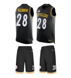 Men's Nike Pittsburgh Steelers #28 Miles Killebrew Black Team Color Stitched NFL Limited Tank Top Suit Jersey