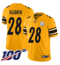 Men's Nike Pittsburgh Steelers #28 Miles Killebrew Gold Stitched NFL Limited Inverted Legend 100th Season Jersey