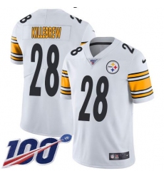 Men's Nike Pittsburgh Steelers #28 Miles Killebrew White Stitched NFL 100th Season Vapor Limited Jersey