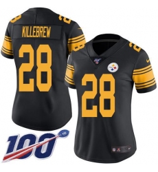 Women's Nike Pittsburgh Steelers #28 Miles Killebrew Black Stitched NFL Limited Rush 100th Season Jersey