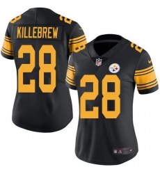 Women's Nike Pittsburgh Steelers #28 Miles Killebrew Black Stitched NFL Limited Rush Jersey