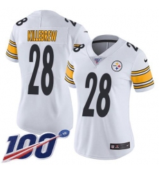 Women's Nike Pittsburgh Steelers #28 Miles Killebrew White Stitched NFL 100th Season Vapor Untouchable Limited Jersey