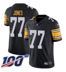 Men's Nike Pittsburgh Steelers #77 Broderick Jones Black Alternate Stitched NFL 100th Season Vapor Limited Jersey