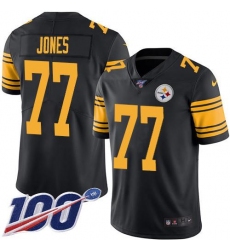 Men's Nike Pittsburgh Steelers #77 Broderick Jones Black Stitched NFL Limited Rush 100th Season Jersey