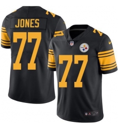 Men's Nike Pittsburgh Steelers #77 Broderick Jones Black Stitched NFL Limited Rush Jersey