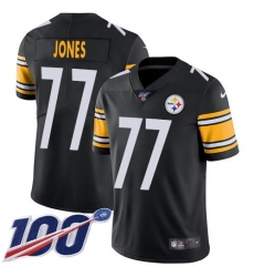 Men's Nike Pittsburgh Steelers #77 Broderick Jones Black Team Color Stitched NFL 100th Season Vapor Limited Jersey