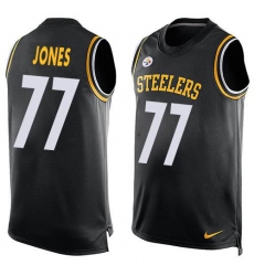 Men's Nike Pittsburgh Steelers #77 Broderick Jones Black Team Color Stitched NFL Limited Tank Top Jersey