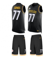 Men's Nike Pittsburgh Steelers #77 Broderick Jones Black Team Color Stitched NFL Limited Tank Top Suit Jersey