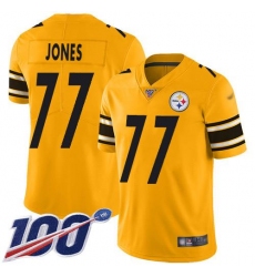 Men's Nike Pittsburgh Steelers #77 Broderick Jones Gold Stitched NFL Limited Inverted Legend 100th Season Jersey