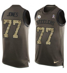 Men's Nike Pittsburgh Steelers #77 Broderick Jones Green Stitched NFL Limited Salute To Service Tank Top Jersey