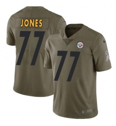 Men's Nike Pittsburgh Steelers #77 Broderick Jones Olive Stitched NFL Limited 2017 Salute To Service Jersey