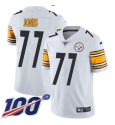 Men's Nike Pittsburgh Steelers #77 Broderick Jones White Stitched NFL 100th Season Vapor Limited Jersey