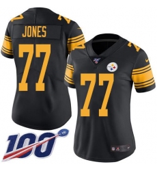 Women's Nike Pittsburgh Steelers #77 Broderick Jones Black Stitched NFL Limited Rush 100th Season Jersey