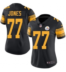 Women's Nike Pittsburgh Steelers #77 Broderick Jones Black Stitched NFL Limited Rush Jersey