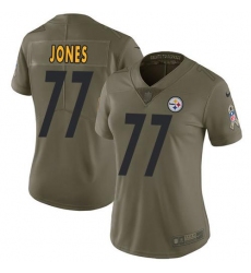 Women's Nike Pittsburgh Steelers #77 Broderick Jones Olive Stitched NFL Limited 2017 Salute To Service Jersey