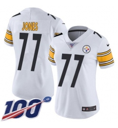 Women's Nike Pittsburgh Steelers #77 Broderick Jones White Stitched NFL 100th Season Vapor Untouchable Limited Jersey