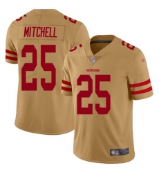 Men's Nike San Francisco 49ers #25 Elijah Mitchell Gold Stitched NFL Limited Inverted Legend Jersey