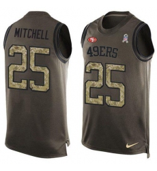 Men's Nike San Francisco 49ers #25 Elijah Mitchell Green Stitched NFL Limited Salute To Service Tank Top Jersey