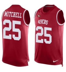 Men's Nike San Francisco 49ers #25 Elijah Mitchell Red Team Color Stitched NFL Limited Tank Top Jersey