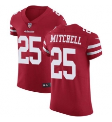 Men's Nike San Francisco 49ers #25 Elijah Mitchell Red Team Color Stitched NFL Vapor Untouchable Elite Jersey