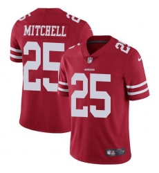 Men's Nike San Francisco 49ers #25 Elijah Mitchell Red Team Color Stitched NFL Vapor Untouchable Limited Jersey