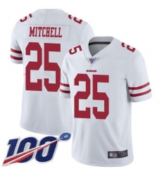 Men's Nike San Francisco 49ers #25 Elijah Mitchell White Stitched NFL 100th Season Vapor Limited Jersey