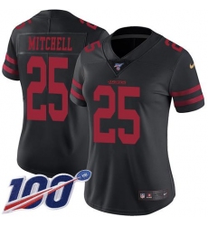 Women's Nike San Francisco 49ers #25 Elijah Mitchell Black Alternate Stitched NFL 100th Season Vapor Limited Jersey