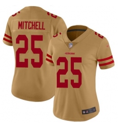 Women's Nike San Francisco 49ers #25 Elijah Mitchell Gold Stitched NFL Limited Inverted Legend 100th Season Jersey