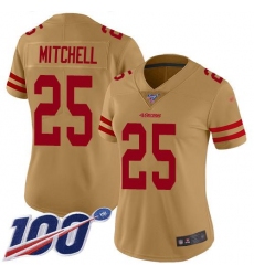 Women's Nike San Francisco 49ers #25 Elijah Mitchell Gold Stitched NFL Limited Inverted Legend Jersey