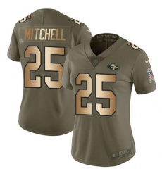 Women's Nike San Francisco 49ers #25 Elijah Mitchell Olive Gold Stitched NFL Limited 2017 Salute To Service Jersey