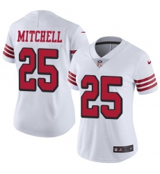 Women's Nike San Francisco 49ers #25 Elijah Mitchell White Rush Stitched NFL Vapor Untouchable Limited Jersey