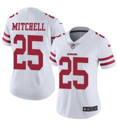 Women's Nike San Francisco 49ers #25 Elijah Mitchell White Stitched NFL Vapor Untouchable Limited Jersey