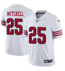 Youth Nike San Francisco 49ers #25 Elijah Mitchell White Rush Stitched NFL Vapor Untouchable Limited Jersey