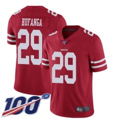 Men's Nike San Francisco 49ers #29 Talanoa Hufanga Red Team Color Stitched NFL 100th Season Vapor Limited Jersey