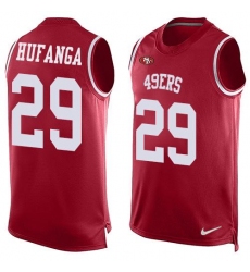 Men's Nike San Francisco 49ers #29 Talanoa Hufanga Red Team Color Stitched NFL Limited Tank Top Jersey