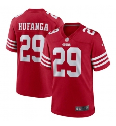 Men's Nike San Francisco 49ers #29 Talanoa Hufanga Scarlet 2022 Player Game Jersey 