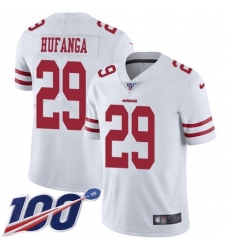 Men's Nike San Francisco 49ers #29 Talanoa Hufanga White Stitched NFL 100th Season Vapor Limited Jersey