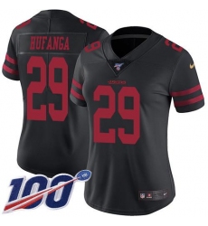 Women's Nike San Francisco 49ers #29 Talanoa Hufanga Black Alternate Stitched NFL 100th Season Vapor Limited Jersey