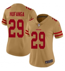 Women's Nike San Francisco 49ers #29 Talanoa Hufanga Gold Stitched NFL Limited Inverted Legend 100th Season Jersey