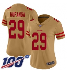 Women's Nike San Francisco 49ers #29 Talanoa Hufanga Gold Stitched NFL Limited Inverted Legend Jersey