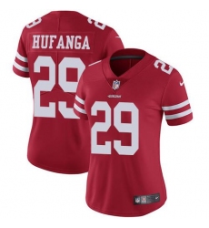 Women's Nike San Francisco 49ers #29 Talanoa Hufanga Red Team Color Stitched NFL Vapor Untouchable Limited Jersey